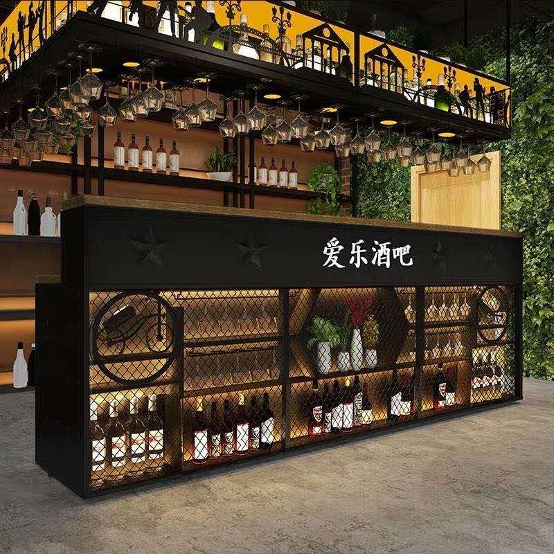 复古工业风吧台简约酒吧吧台餐厅前台转角收银台 KTV奶茶店吧台桌