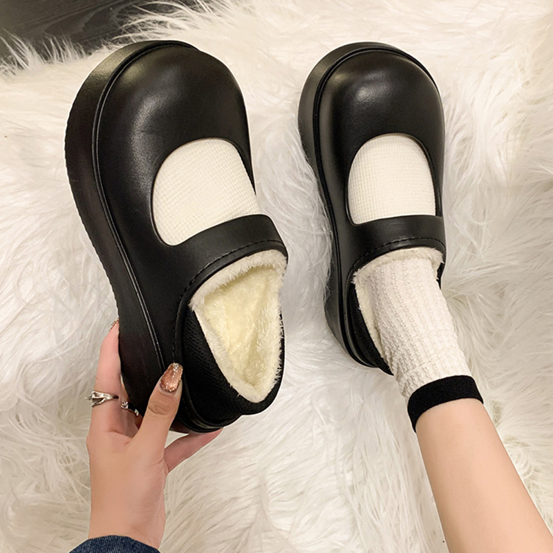 日本GP防水棉拖鞋女冬季新款踩屎感室内家居防滑毛绒月子包跟棉鞋