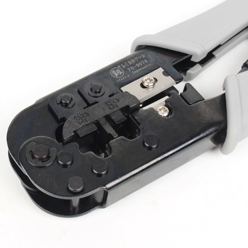 。日本福冈 网路线压线钳网路工具接水晶头专业级6极8芯压线钳夹