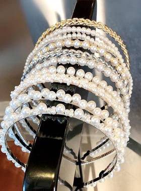 New Women Elegant Full Pearls Simple Hairbands Sweet Headban