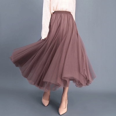OHRYIYIE Beige Pink Maxi Long Skirt Spring Autumn Womens 202