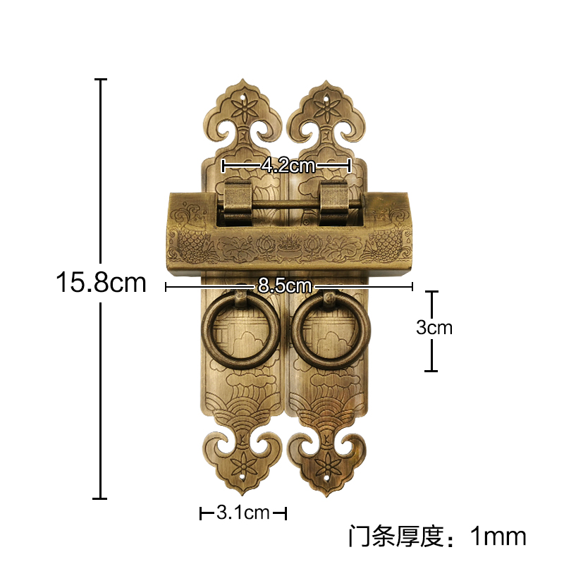 铜锁小锁头迷你柜门锁中式仿古锁具复古代挂锁古典锁老式带钥匙横