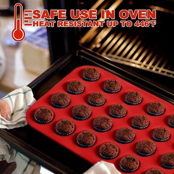 Silicone Muffin Pan 12 Cups Cupcake Tray Non-Stick Silicone