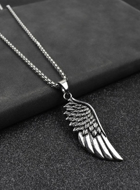 Hot Fashion Feather Men Pendant Necklace Punk Vintage Stainl