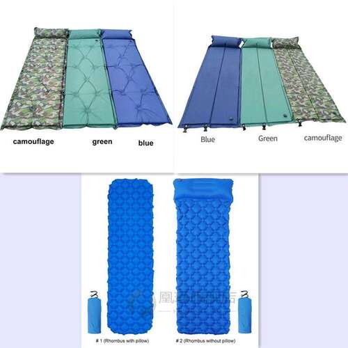 好货3 colors Inflatable Camping Mat With Pillow Sleeping Cus