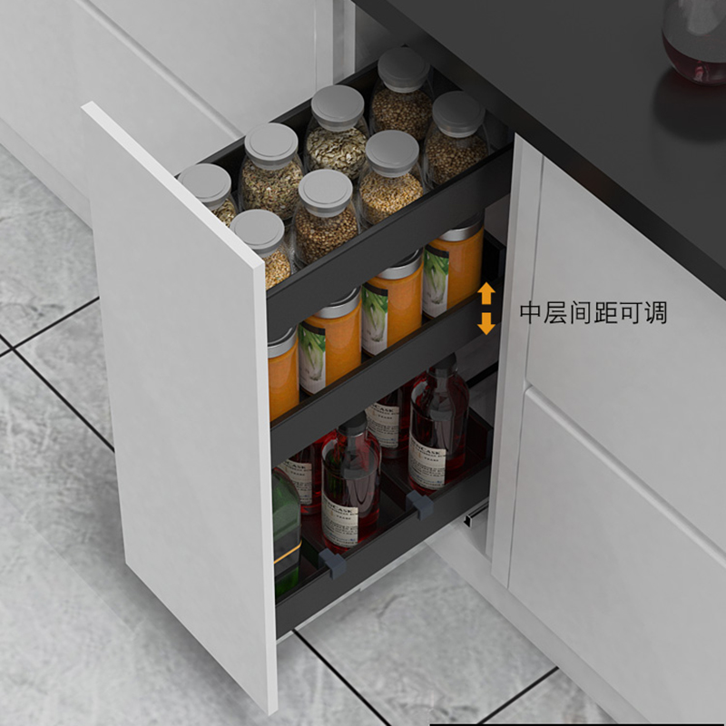 浅拉篮300深调味篮200窄小橱柜拉拦250调味拉蓝350厨房抽屉式浅柜