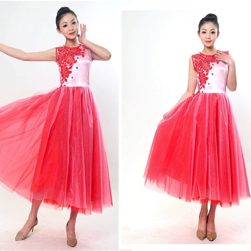 新款舞台演出服装合唱服装女长裙演出民乐演奏服大合唱古筝表演服