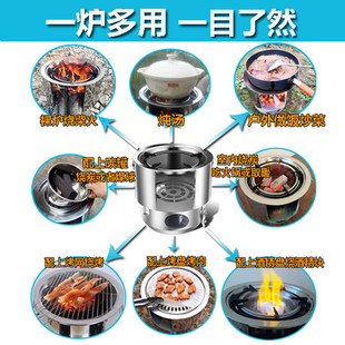 铁锅炖大灶野炊煤炭炉无烟野餐炉柴火灶钢板户外野外柴火炉子炉具