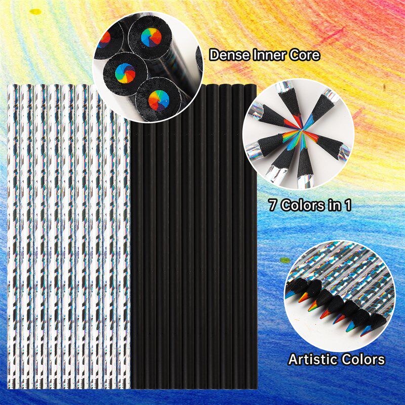 12pcs/Set Kawaii Rainbow Pencil 7 Colors Concentric Gradient