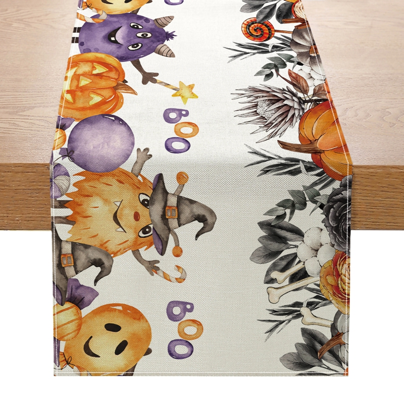 Halloween Party Linen Table Runner Happy Halloween Decoratio