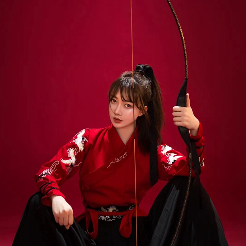 好货传统汉服女古装中国风红侠客武侠春夏国潮风舞蹈学生演出服饰