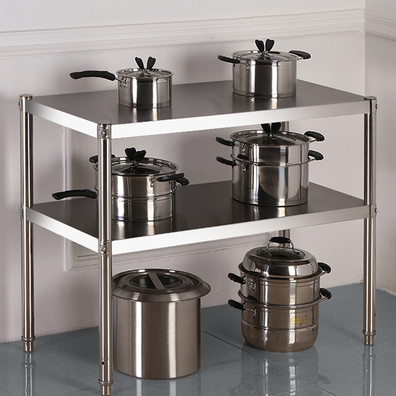 省空间厨房收纳架子厨具不锈钢整体橱柜收纳置物架两层神器落地置