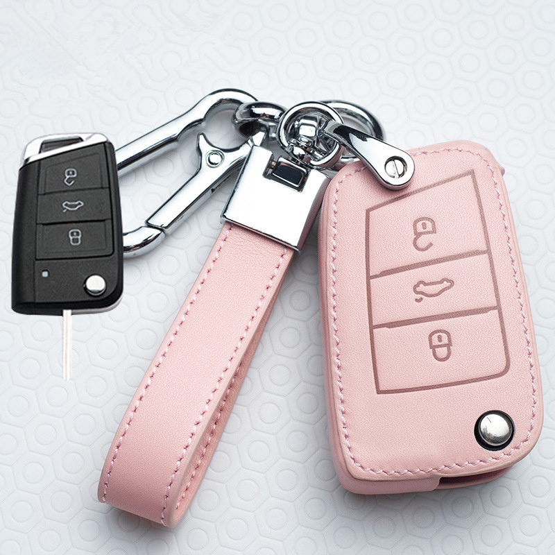 Leather Car Key Case For VW Magotan  Golf Passat B8 Beetle C