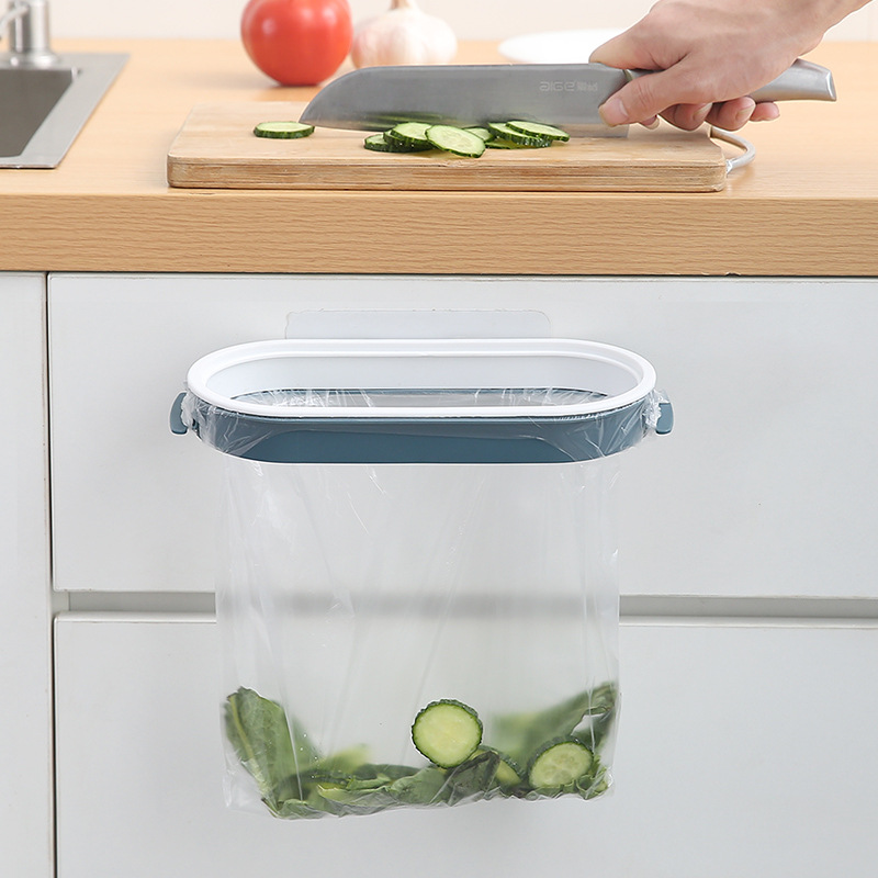 可挂式垃圾袋架收纳架子家用的壁挂支架挂钩橱柜门挂架厨房垃圾桶