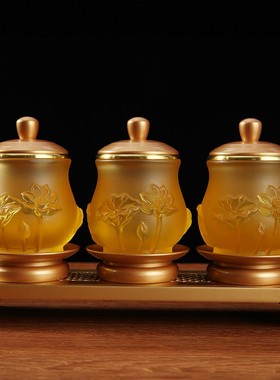 台湾纯铜供水杯供台供水台圣水杯案台金钱案桌供杯底座敬台摆件