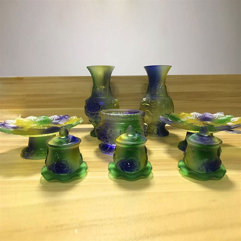 花瓶浮雕莲花佛前供花瓶净瓶插花瓶佛堂用品供佛花瓶