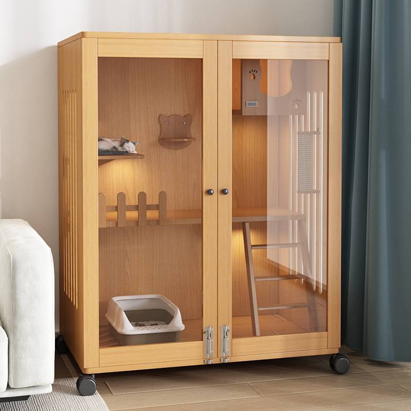 实木猫笼子超大自由空间别墅家用室内猫舍猫窝猫咪笼子大空间猫屋