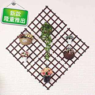 钉在墙上的花架y子壁挂式网格阳台悬挂实木防腐壁挂装饰绿萝墙面