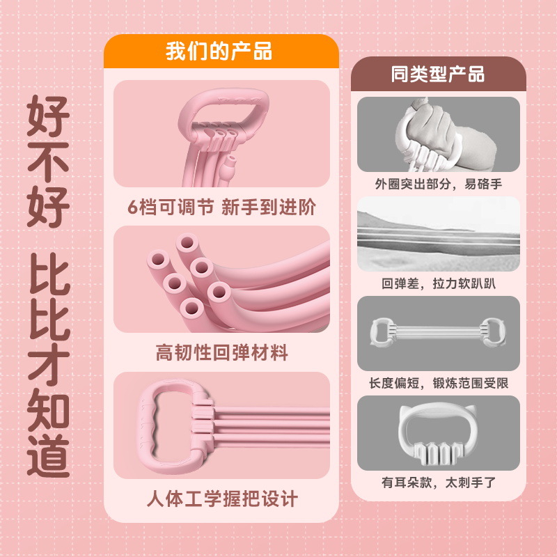 6档可调拉力器女开背拉力带健身弹力带家用开肩美背拉力绳拉伸带