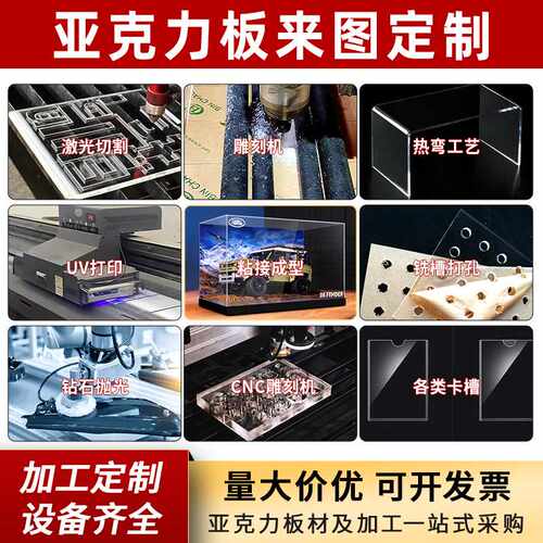 亚克力板加工uv打印激光切割热弯雕刻高透明国产有机板塑料板led