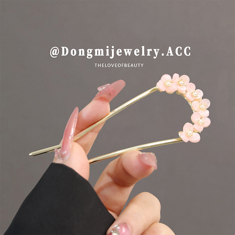 新款三叶草U形发簪女新中式古风