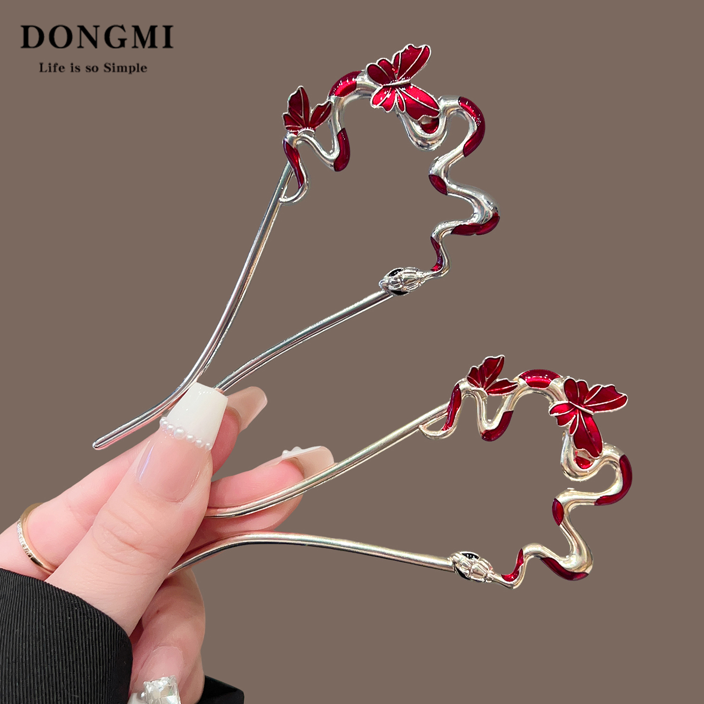 精致蝴蝶U形发簪女高级感盘发簪