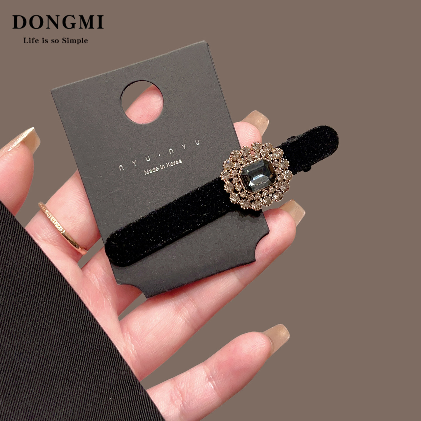 轻奢精致丝绒水钻刘海发夹女秋冬