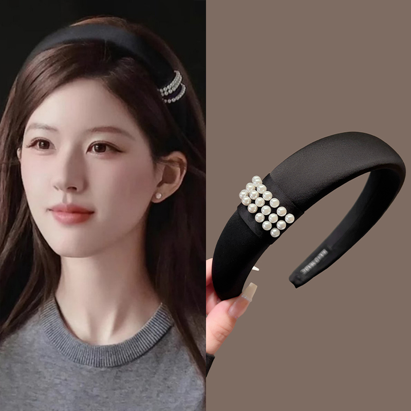 赵露思同款黑色珍珠发箍女