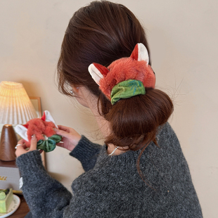 疯狂动物城朱迪尼克毛绒大肠发圈头绳女2025新款 发绳皮筋女扎头饰