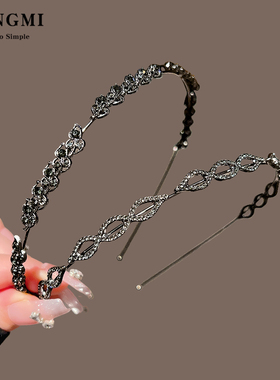 黑色细款水钻发箍女2026新款高级感压发发卡超仙气质复古头饰头箍