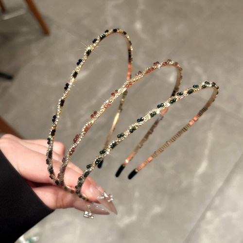 精致高端黑色细款水钻发箍女