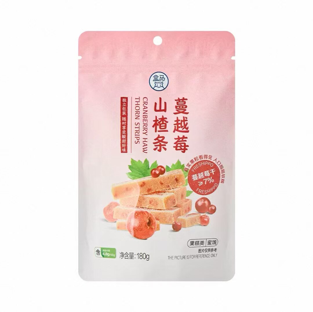 盒马 蔓越莓山楂条180g袋装独立包装休闲膳食纤维果干零食品 代购