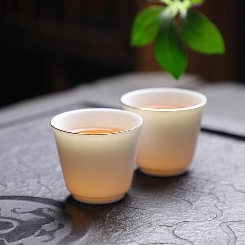 极速2023新款陶瓷羊脂玉茶具套组礼品茶杯主人杯家用客厅办公室会