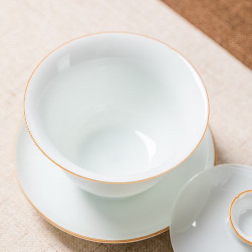 好货甜白瓷盖碗茶杯功夫茶碗简约三才碗泡茶杯单个陶瓷茶具玉瓷三