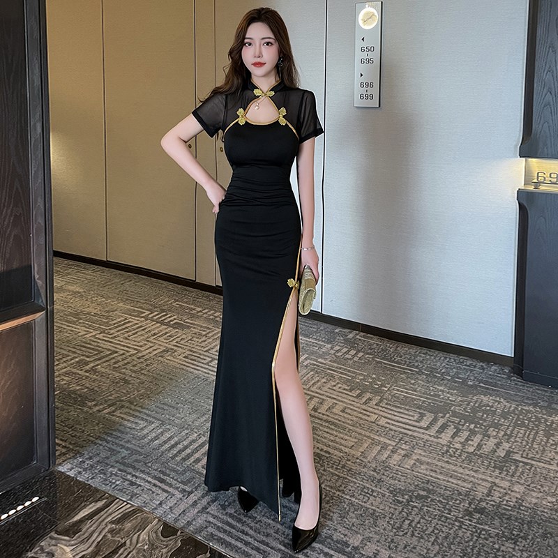 好货礼仪接待开叉旗袍宴会迎宾会所性感技师连衣裙修身旗袍工衣工