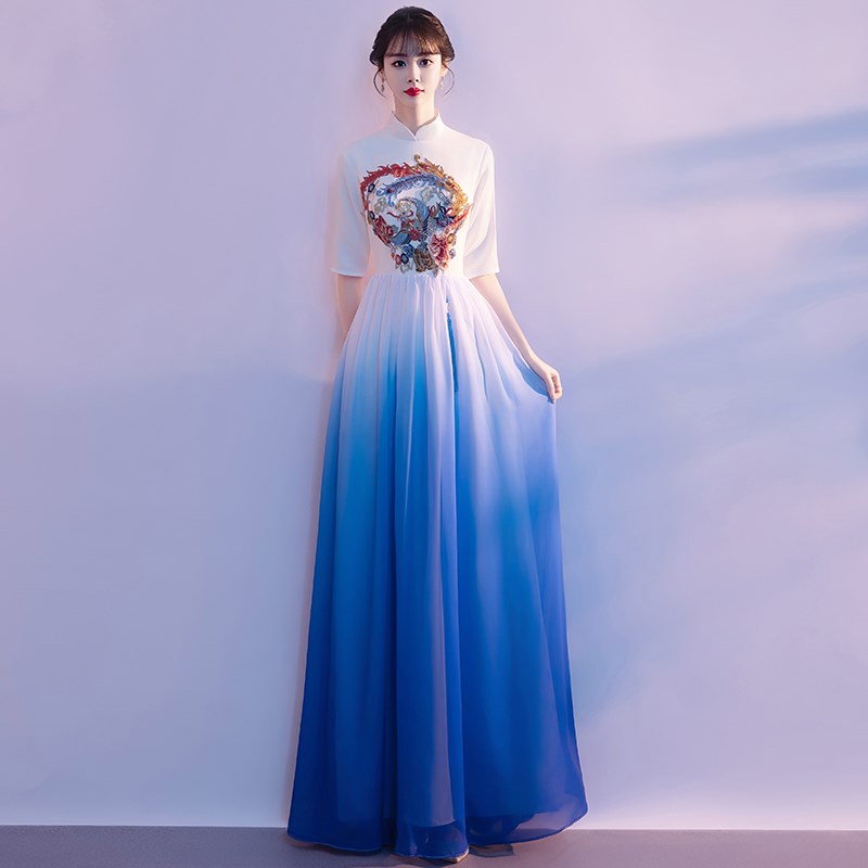 好货大合唱团演出服女中国风成人大合唱服装2025新款长裙气质晚礼