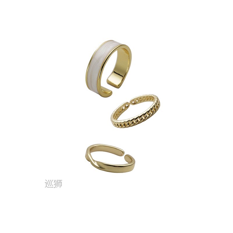 Kansai three piece alloy ring with adjustable opening and fa