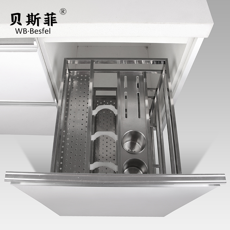 不锈钢拉蓝调味料拉篮架橱柜厨房拉兰栏碗碟多功能抽屉开门式阻尼