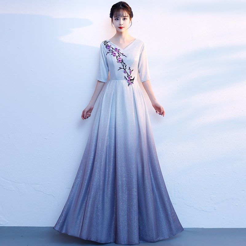 好货大合唱演出服女长裙新款成人合唱团服装表演比赛唱红歌显瘦礼