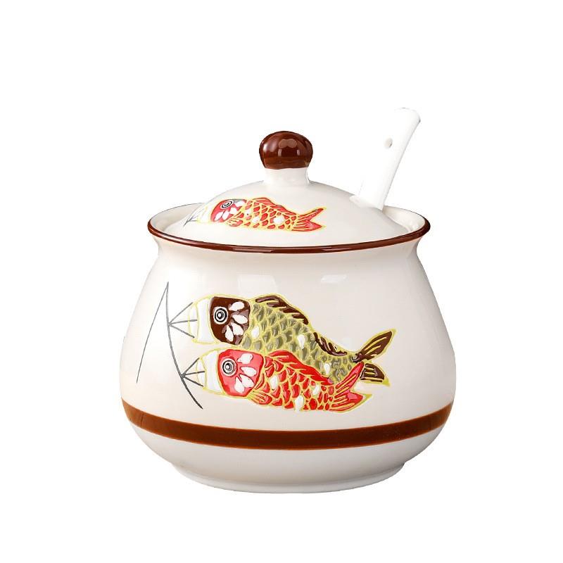 家用厨房装猪油罐陶瓷辣椒油罐耐高温油泼辣子罐盐罐辣椒罐荤油罐