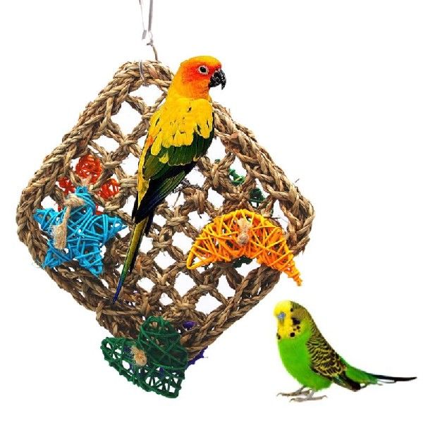 6XDE Parrot Woven Climbing Net Bird Swing Chew Rope Rattan