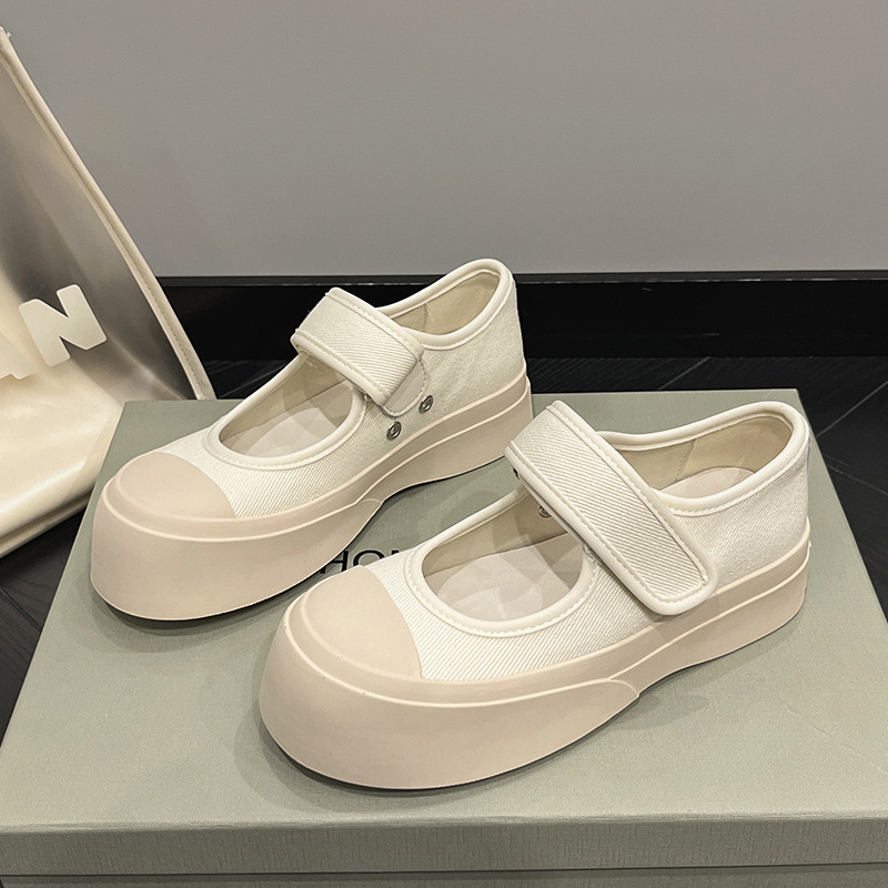 玛丽珍帆布女鞋大头鞋今年洋派爆款休闲鞋子搭配裙子的网红帆布鞋