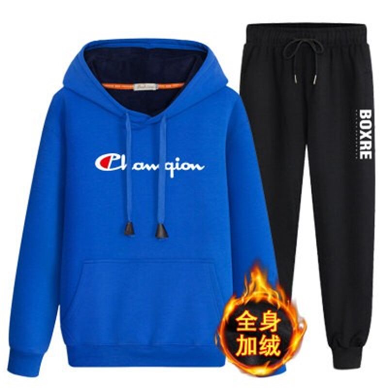 极速男大童秋冬加绒套装 青少年学生14全棉12-15岁170宽松卫衣180