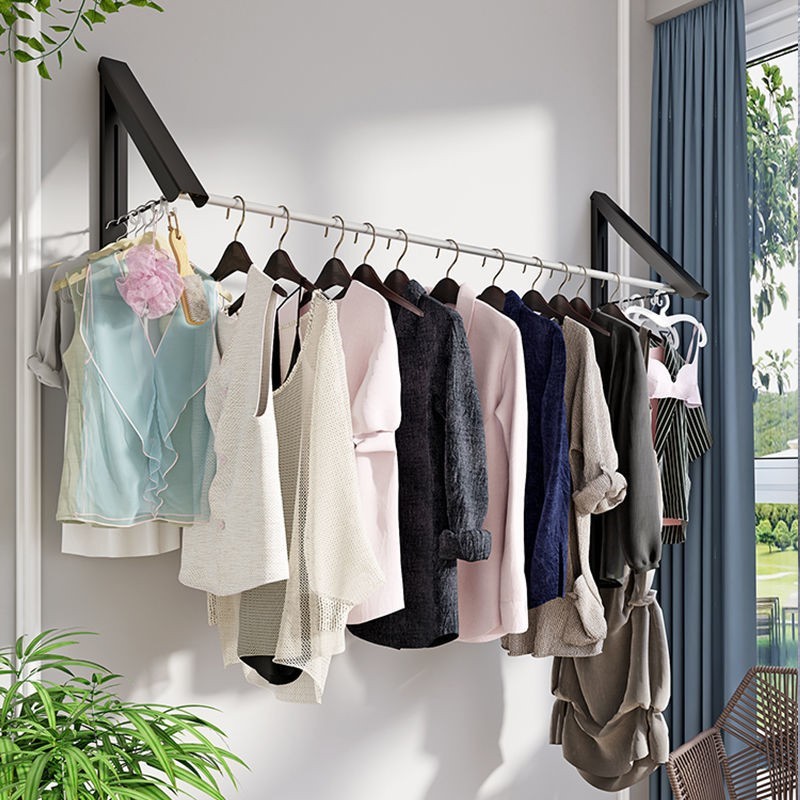 太空铝晾衣架可折叠多功能卧室衣柜挂衣架阳台晒被子窗框晾0403n