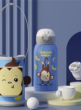 ihold德国304不锈钢智能测温儿童保温杯带吸管两用防摔直饮杯幼儿