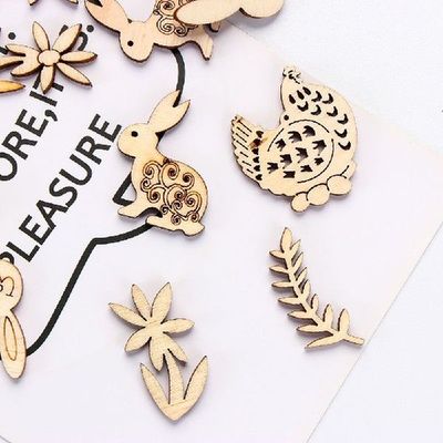 新品50pcs Handcraft Eggs DIY Craft Wooden Easter Rabbit East