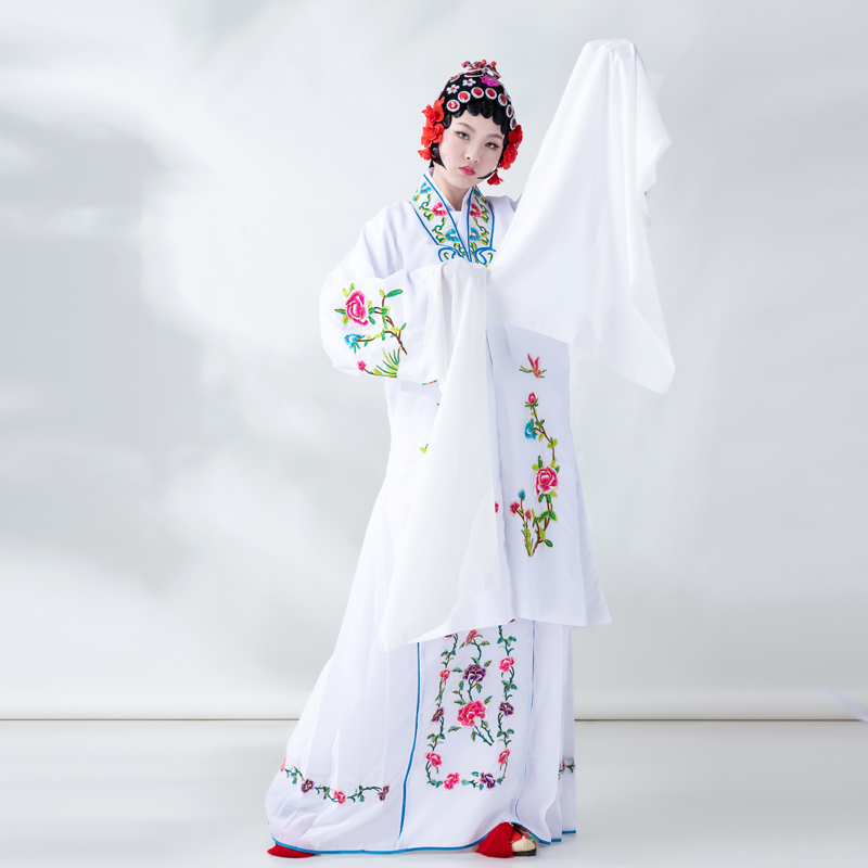 戏服装女花旦京剧古装演出衣服戏曲服装戏剧戏服白色昆曲牡丹亭