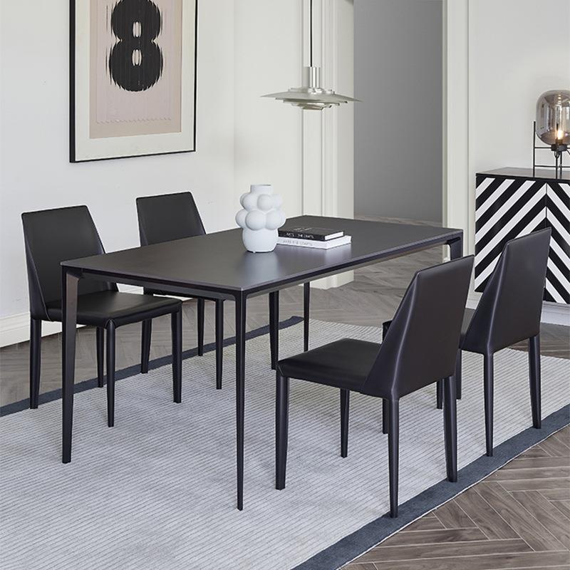 意式轻奢德利丰岩板长方形餐桌家用小户型饭桌现代简约餐桌椅组合