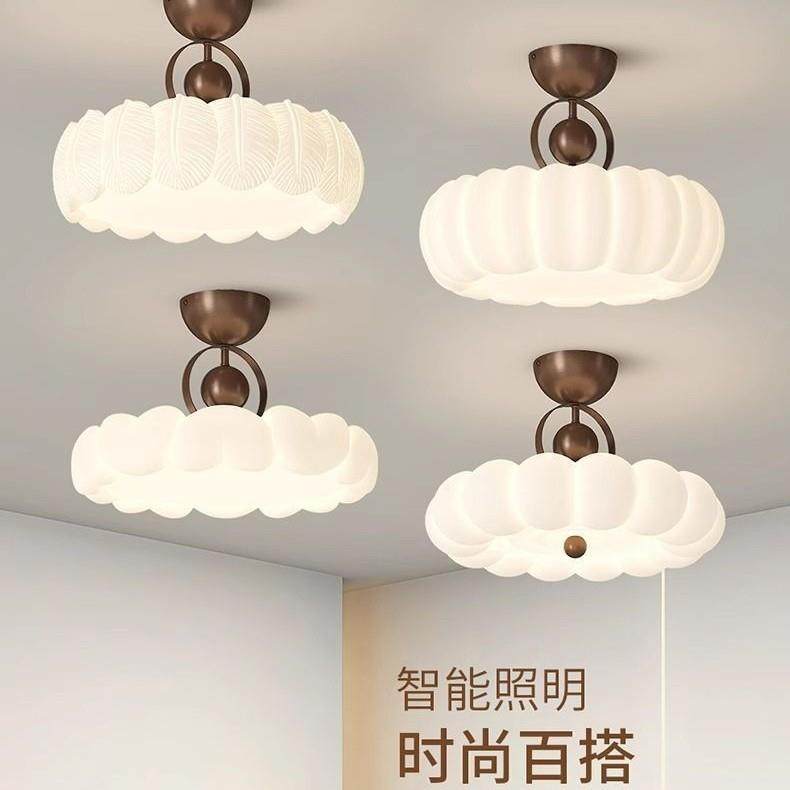 创意极简卧室吸顶灯中古奶油风主卧中式高级感国潮中古风灯具书房
