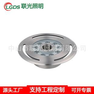 LED喷泉灯地漏水池灯12V24V七彩变色18W全不锈钢水底灯水下涌泉灯